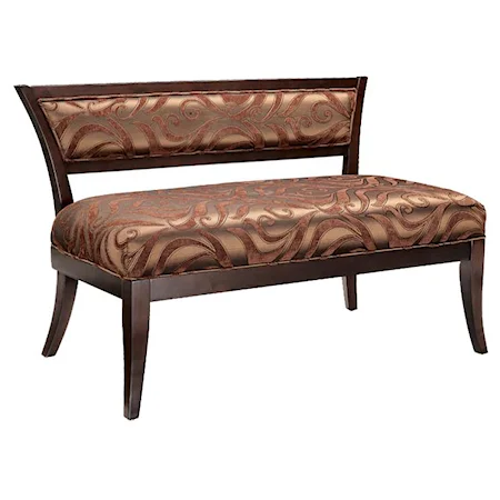 Upholstered Bench with Wood Flaired Legs